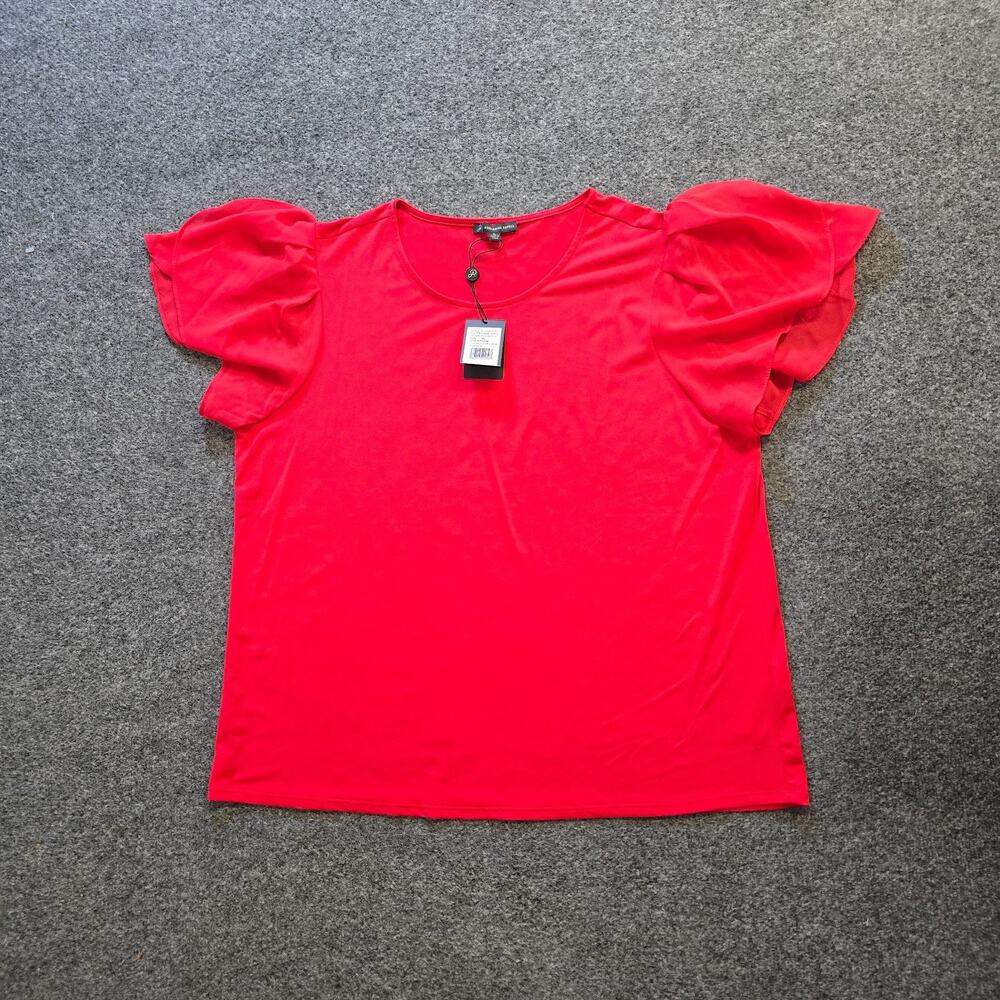 Adrianna Papell Top Womens XL Red Short Sleeve Stretch No Iron Capsule Casual